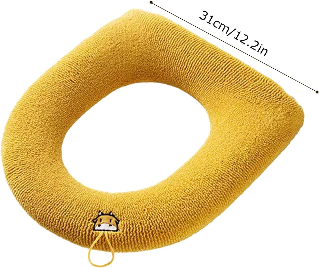 Toilet Seat Covers for Warmth | Bathroom Soft Thicker Warmer with Lifter,Stretchable Washable Fabric, Easy Installation Soft Warmer Cushion for Use Pochy - Green Toilet Seat With Handle image number 2