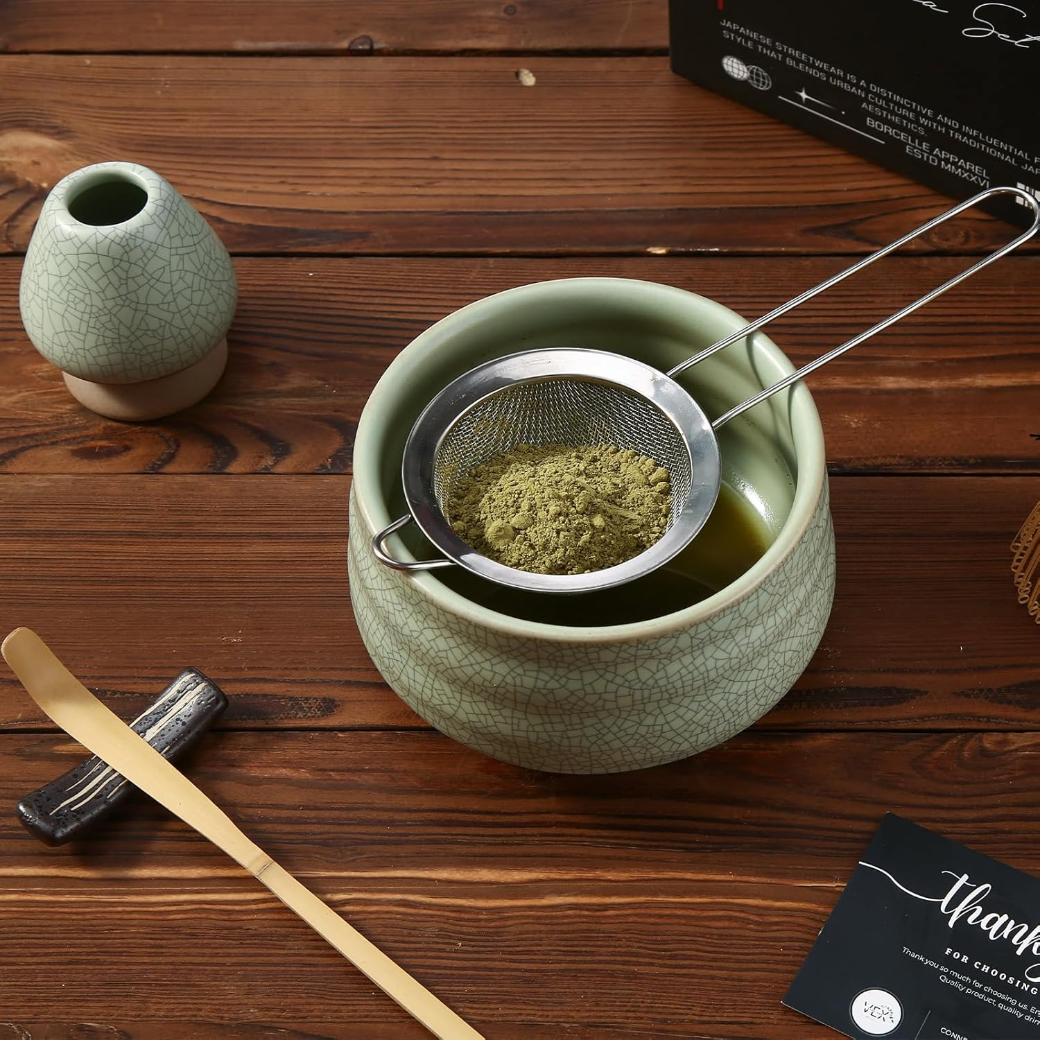 7 Piece Matcha Set - Japanese Matcha Whisk Set, Tea Kit Includes Ceramic Bowl, Bamboo Whisk Holder & Sifter - Complete Matcha Kit Set for Matcha Beginners & Lovers image number 1