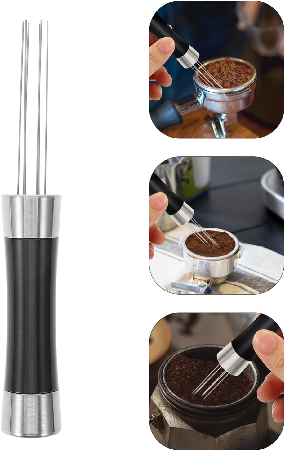 HOMSFOU Espresso Stirrer Coffee Powder Distribute Needle Espresso Accessory Stirrer Stand Stainless Steel Versatile Tool image number 3