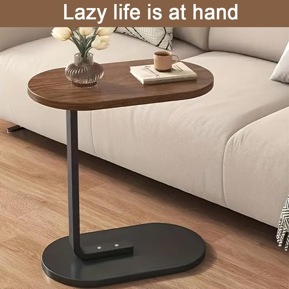 TOMVAES End Table Sofa Side Table Standing Desk Coffee Table with Rigid Steel Pipe Simple to Clean Desktop Suitable for Working by a Sofa,Walnut Color image number 1