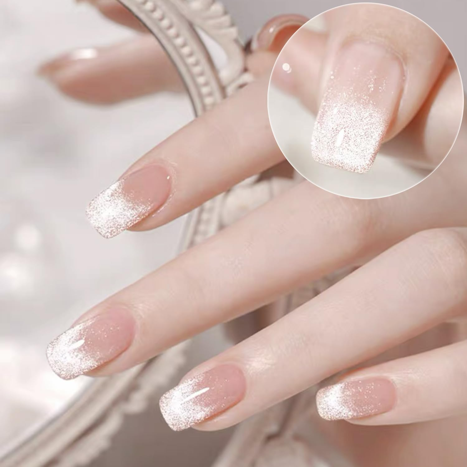 Vishine 16Ml Cat Eye Gel Nail Polish &ndash; Silver Glitter Holographic Gel, Reflective Translucent UV Gel, Crystal Shade (H001) image number 5