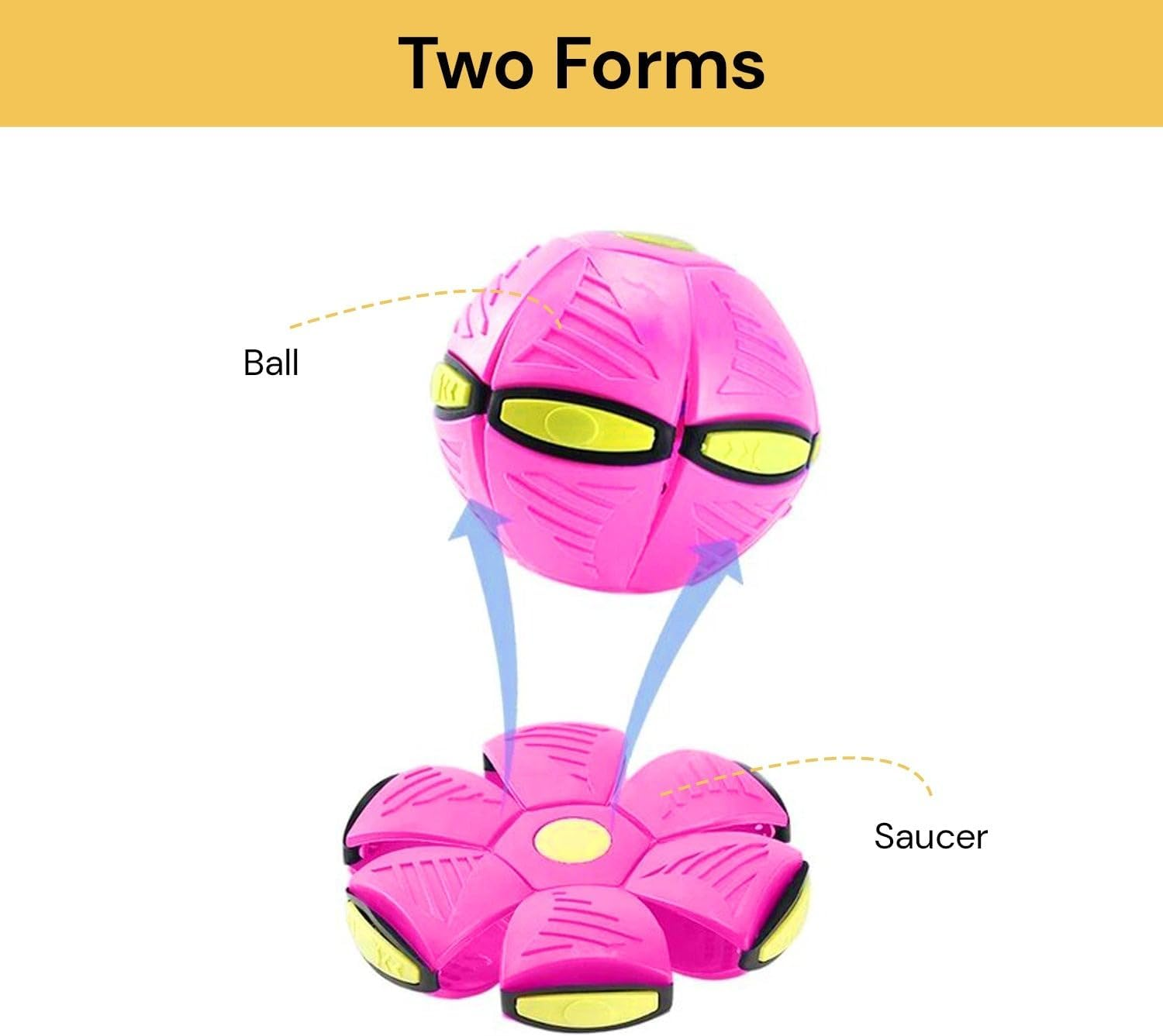 EZONEDEAL Pet Toy Flying Saucer Ball, Flying Saucer Ball Dog Toy Outdoor Toy Doggy Disc Ball, Outdoor Games, Creative Decompression Magic Stomp Ball (Pink) image number 4