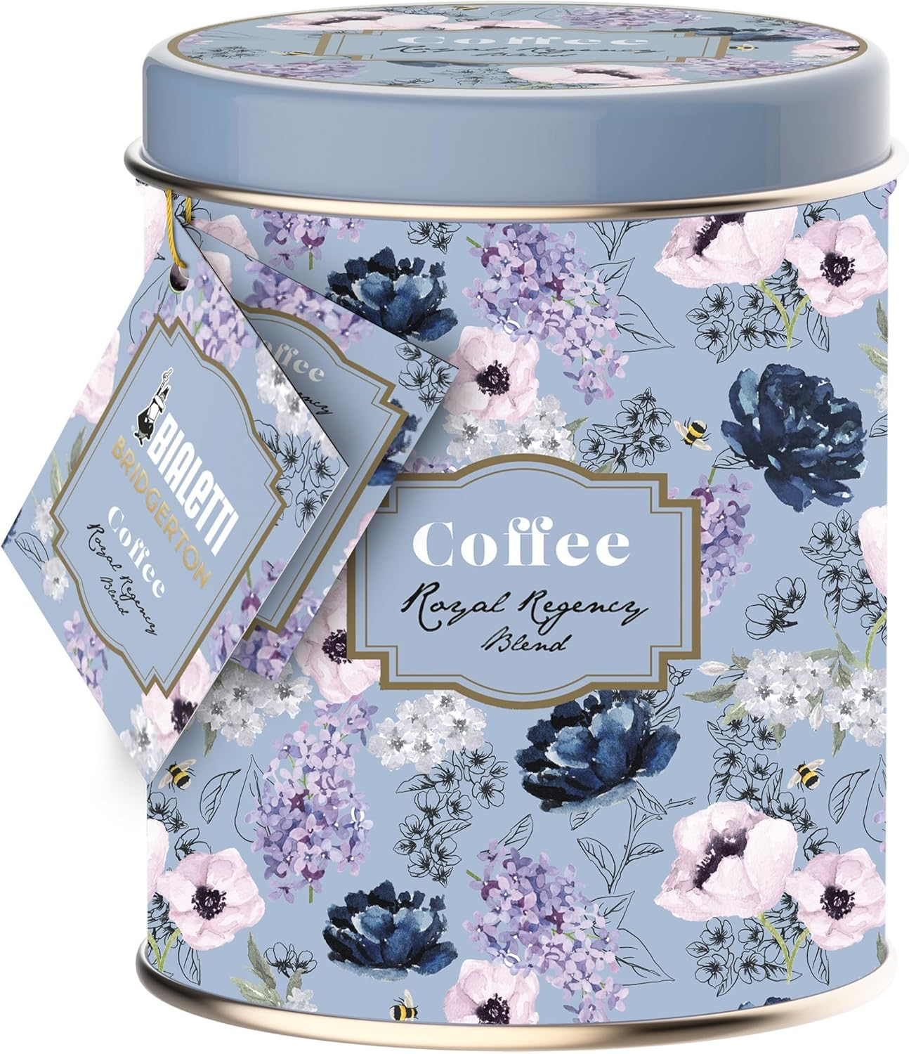 Bialetti - Bridgerton Ground Coffee, Gift Tin + Ground Coffee, 250G, Royal Regency Flavour, Bag with Flavour-Saving Valve