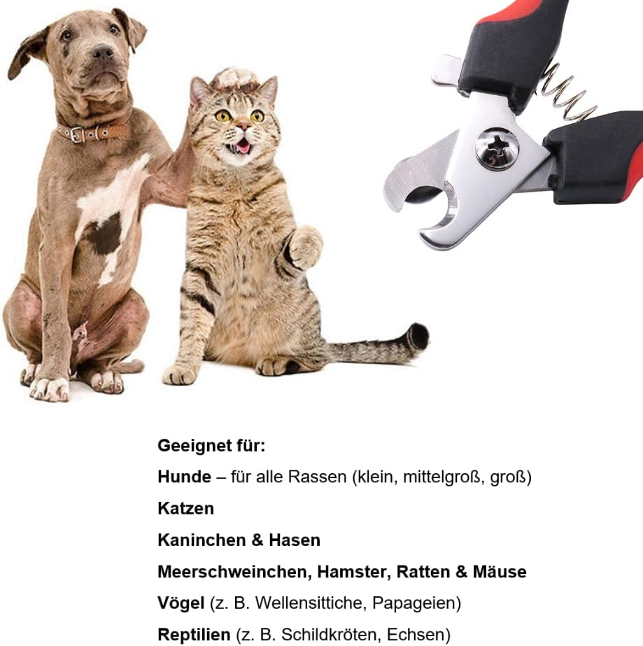 Votoka Nail Clippers for Dogs and Cats, Stainless Steel Nail Clippers with Safety Protection, Red/Black, with Nail File, Claw Care Tool image number 4