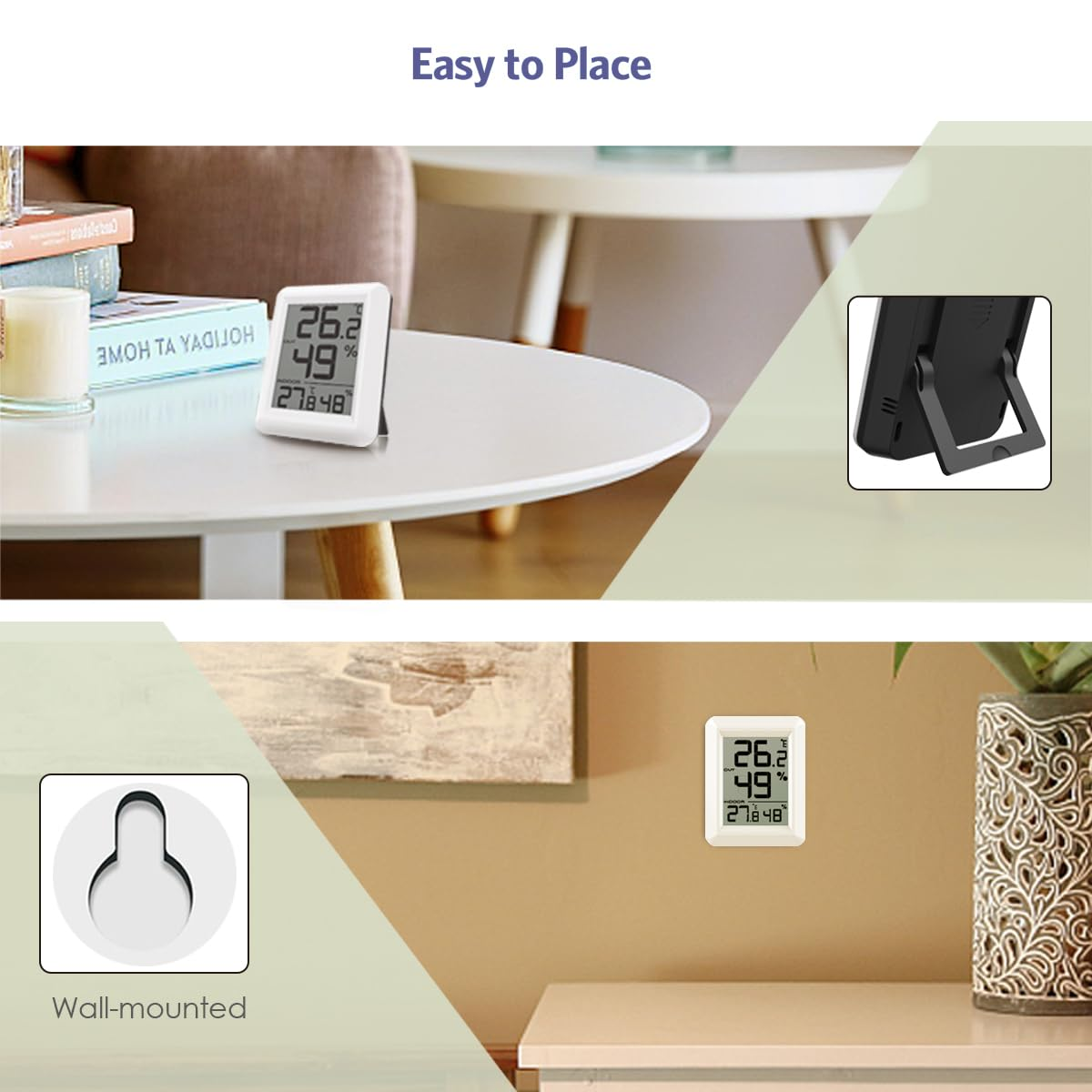 Indoor Outdoor Monitor Temperature Humidity Digital Hygrometer Room Hygrometer Gauge with LCD Display Temperature and Humidity Monitor for Home Office Festival Gift image number 5