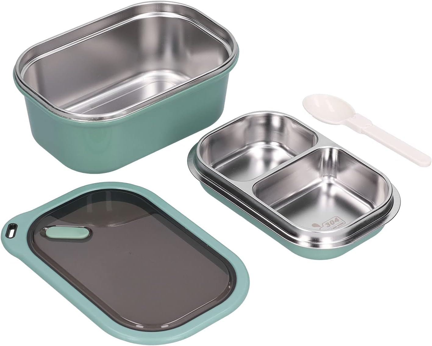 Niiyen Lunch Box 900Ml 1 Layer Hot Food Lunch Containers Portable Lunchbox Stackable 304 Stainless Steel Adult Bento Lunch Box Cold Food Storage Bowl for School Office Outdoor Travel