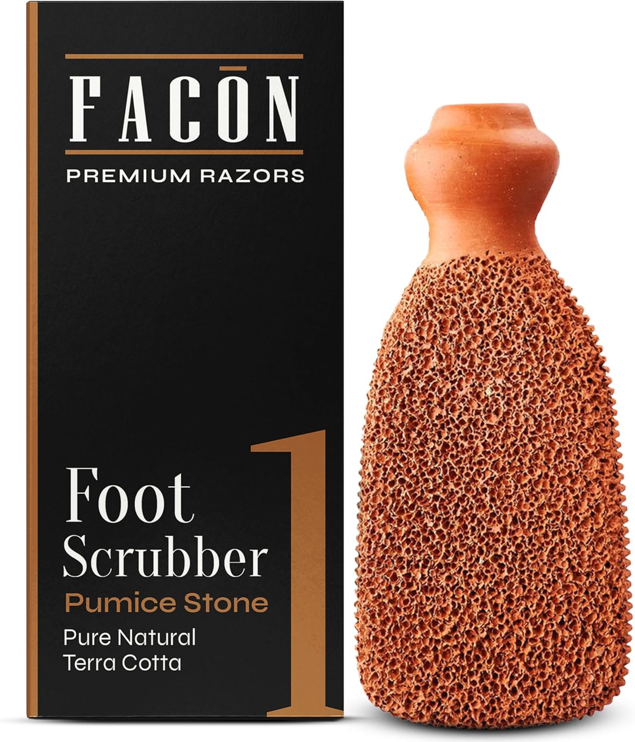 Fac&oacute;n Pumice Stone for Feet Callus Remover - Terra-Cotta Foot Scrubber with 2 Sides, 100% Pure Natural Foot Pumice Stone, Pedicure Pumice Stone Scrubber, Foot Exfoliator, Removes Calluses & Dead Skin image number 1