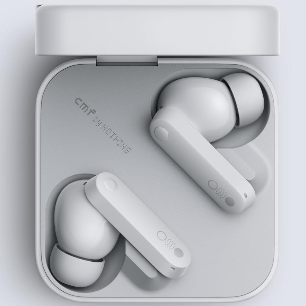CMF by Nothing Buds Wireless Earbuds Light Grey, with 42Db ANC, Transparency Mode, Ultra Bass Technology 2.0, HD Audio by Dirac, IP54 Dust and Water Resistance and Dual Device Connection image number 2