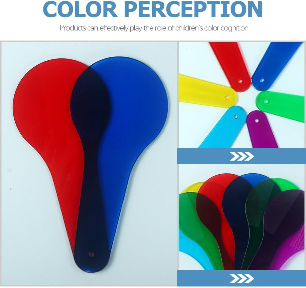 6Pcs Color Paddles, Transparent Color Paddles, Color Learning, Optics Color Filter Plate Montessori Educational Science Educational Painting Color Drawing Cognition Learning and Education image number 2