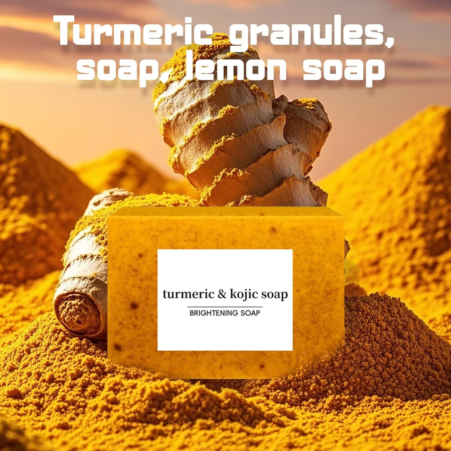 2Pcs Lemon Turmeric and Kojic Acid Soap Bar, 100G, Turmeric Soap Bath Cleansing Soap, Natural Ingredients Containing Lemon and Vitamin E, Brightening and Restoring Skin Vitality image number 4