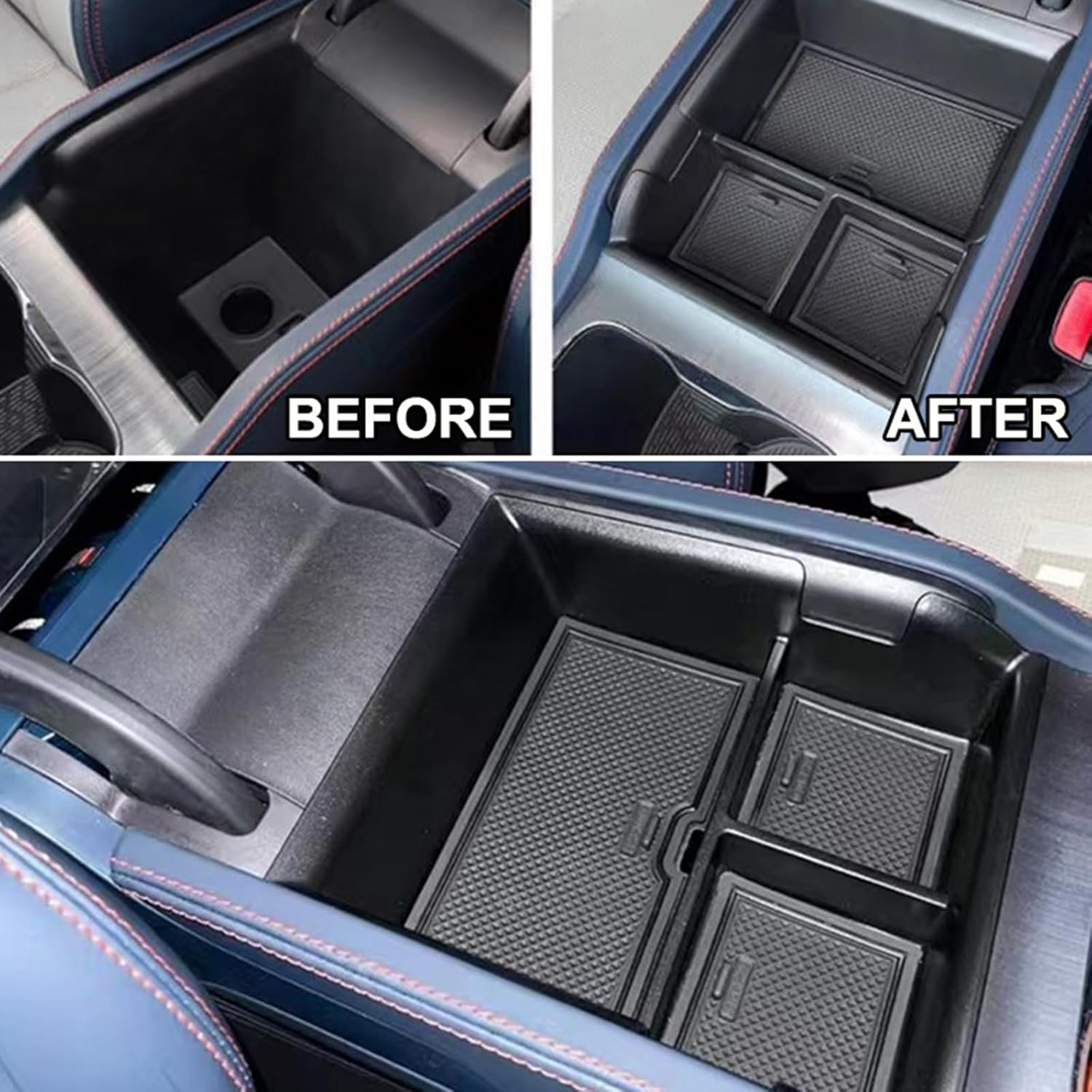 AUTOXBERT for BYD Yuan plus BYD Atto3 2022-2024 Console Organizer Tray Armrest Storage Box with Non-Slip Mats BYD Accessories image number 1