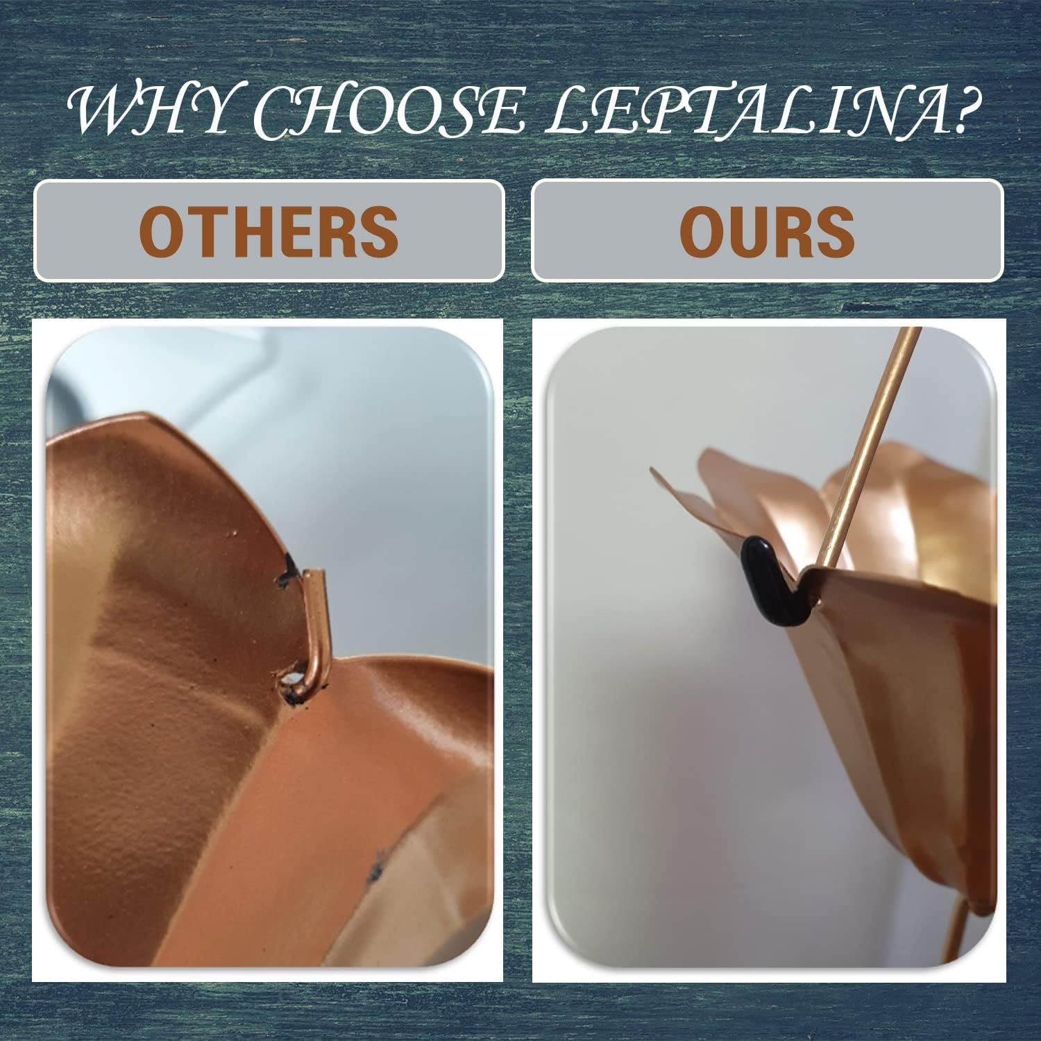 8.5FT Lotus Copper Colored Iron Rain Chains for Gutter and Rain Barrel, Rust-Resistant Plated Garden D&eacute;cor Rain Chain for Downspout, Bonus Rain Chain Gutter Adapter - Antique Bronze image number 3