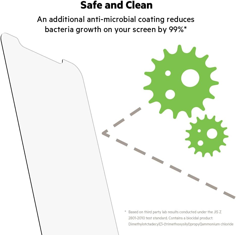 Belkin Ova020Zz Iphone 12 Mini Screen Protector Temperedglass Anti-Microbial (Advanced Protection + Reduces Bacteria on Screen up to 99%) image number 3