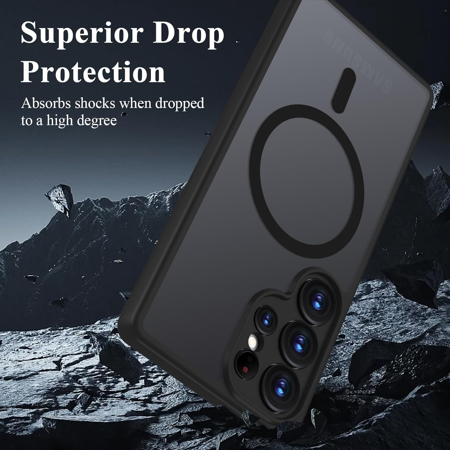 ORDA for Samsung Galaxy S25 Ultra Case 6.9 Inch Compatible with Magsafe, Translucent Matte Back Thin Camera Protection Shockproof Magnetic Mobile Phone Case for Samsung S25 Ultra (Black) image number 1