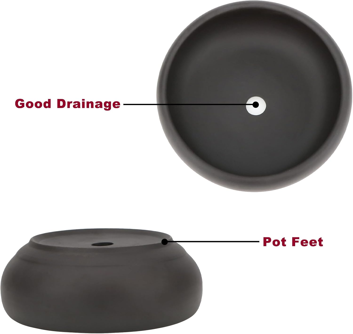 Happy Bonsai Pot 6" Unglazed round Ceramic Succulent Planter + Drainage Screen image number 6