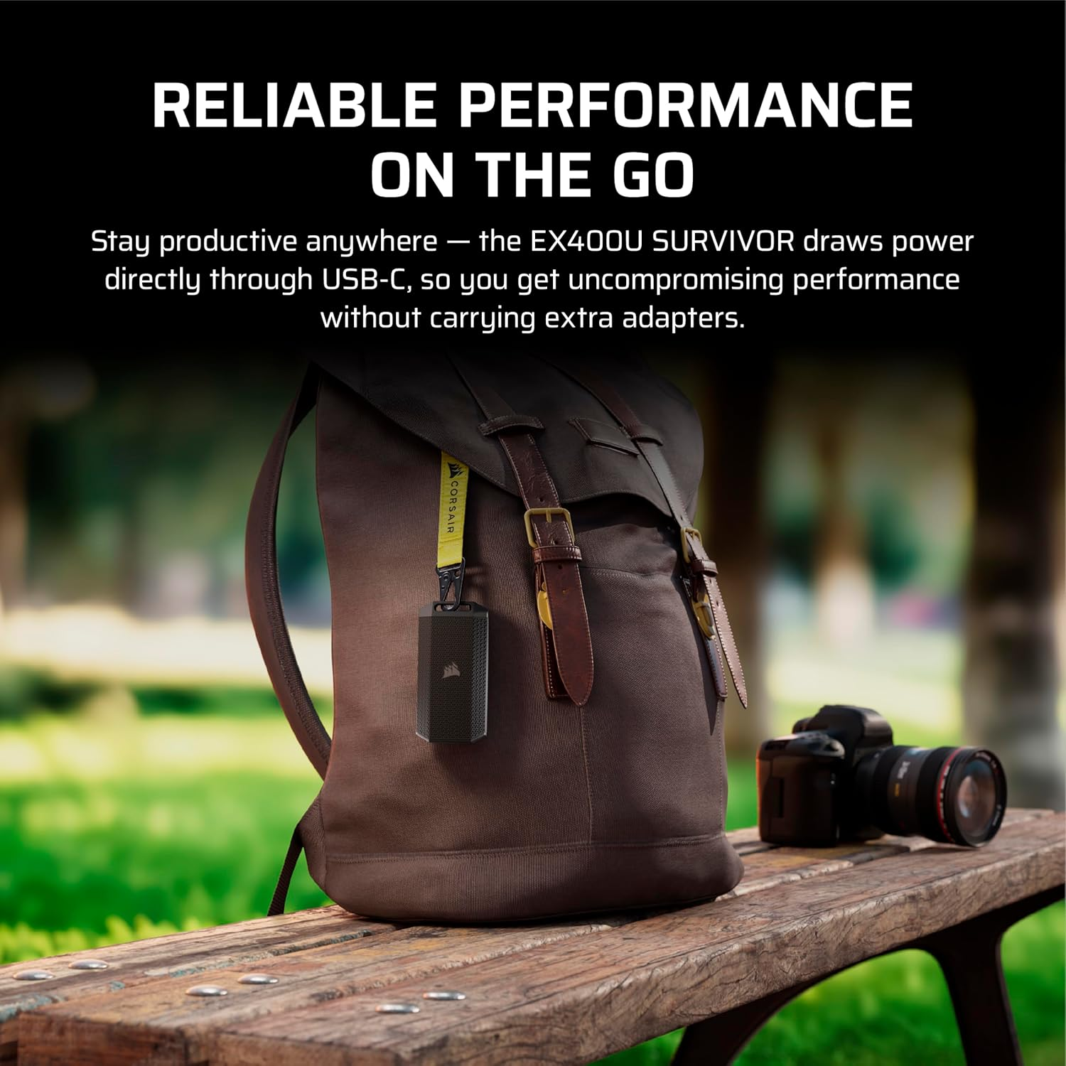 CORSAIR EX400U Survivor 1TB USB4 External SSD &ndash; up to 4000 Mb/S, IP55 Rugged Drive, Plug & Play for PC, Mac & Ipad &ndash; Black image number 3