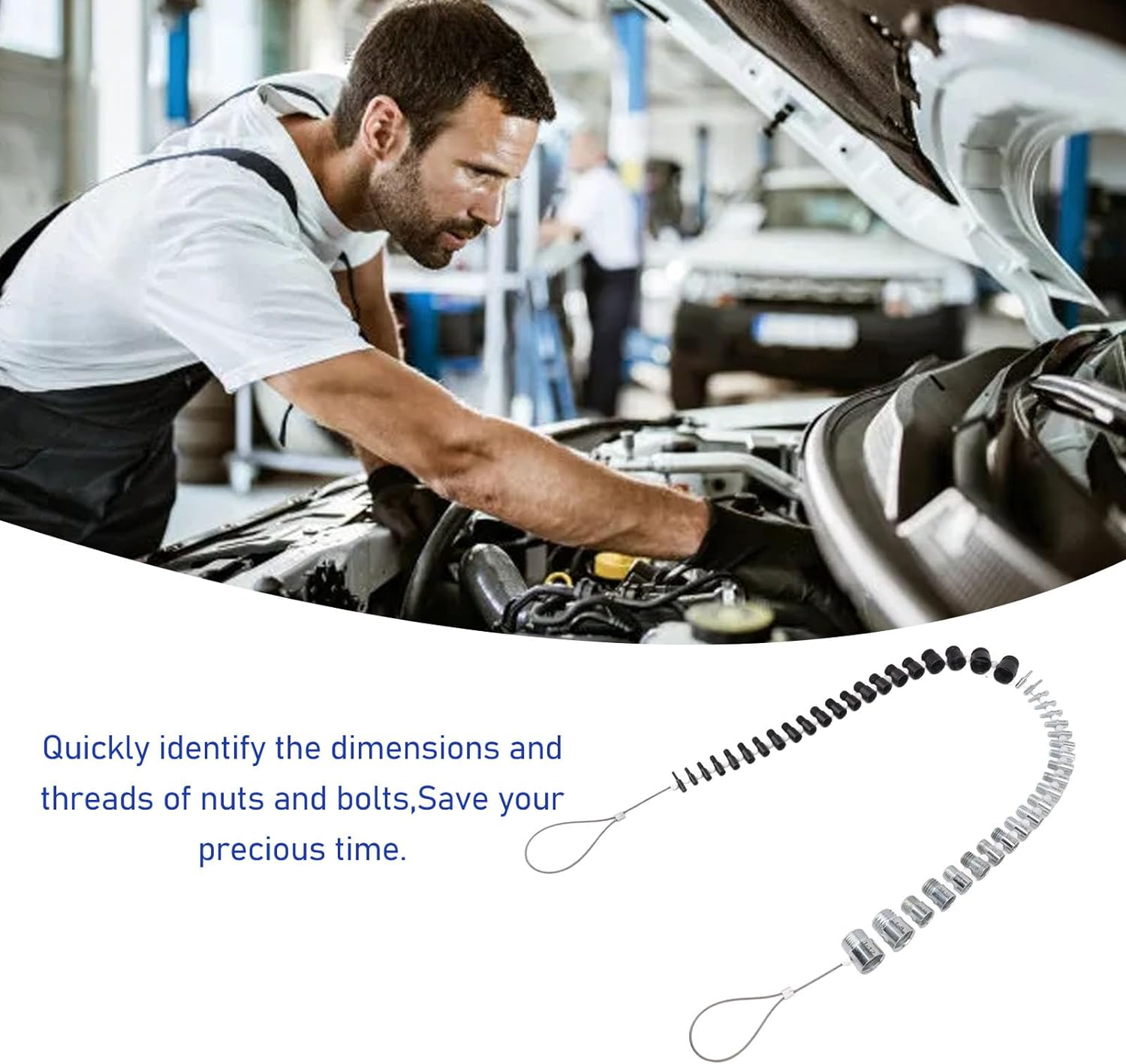 Nut and Bolt Thread Checker, Nut & Bolt Thread Checker 44 Male Female Thread Identifier Gauges, Nut and Bolt Checker 23 Inch & 21 Metric Sizes, Thread Gauge Set Accurate Measuremet image number 1