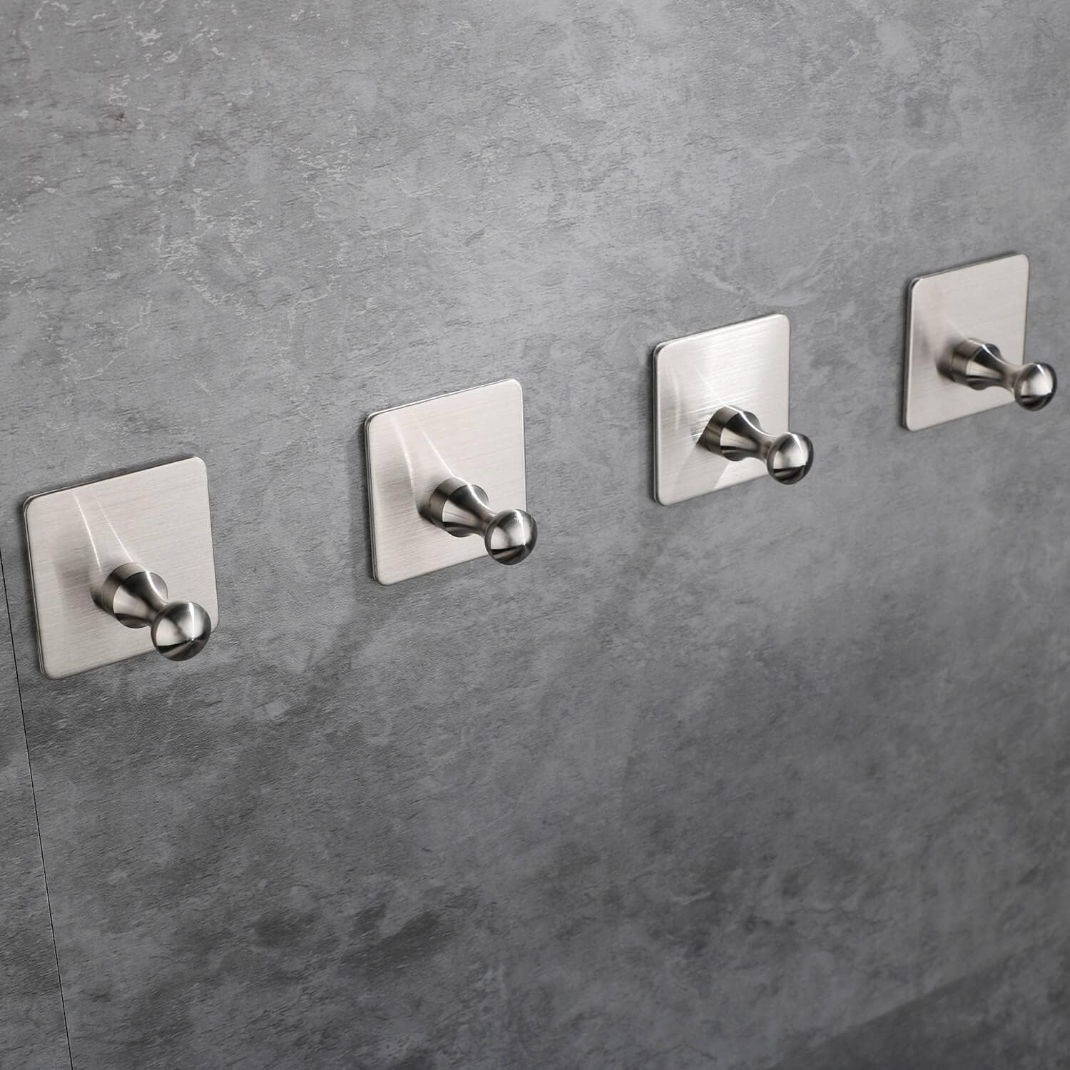 Adhesive Towel Hooks Heavy Duty Wall Hooks Stainless Steel Door Hooks for Hanging Coat, Clothes, Hat, Towel Robe Hook Rack Wall Mount Bathroom and Bedroom, Set of 4 (Silver) image number 3