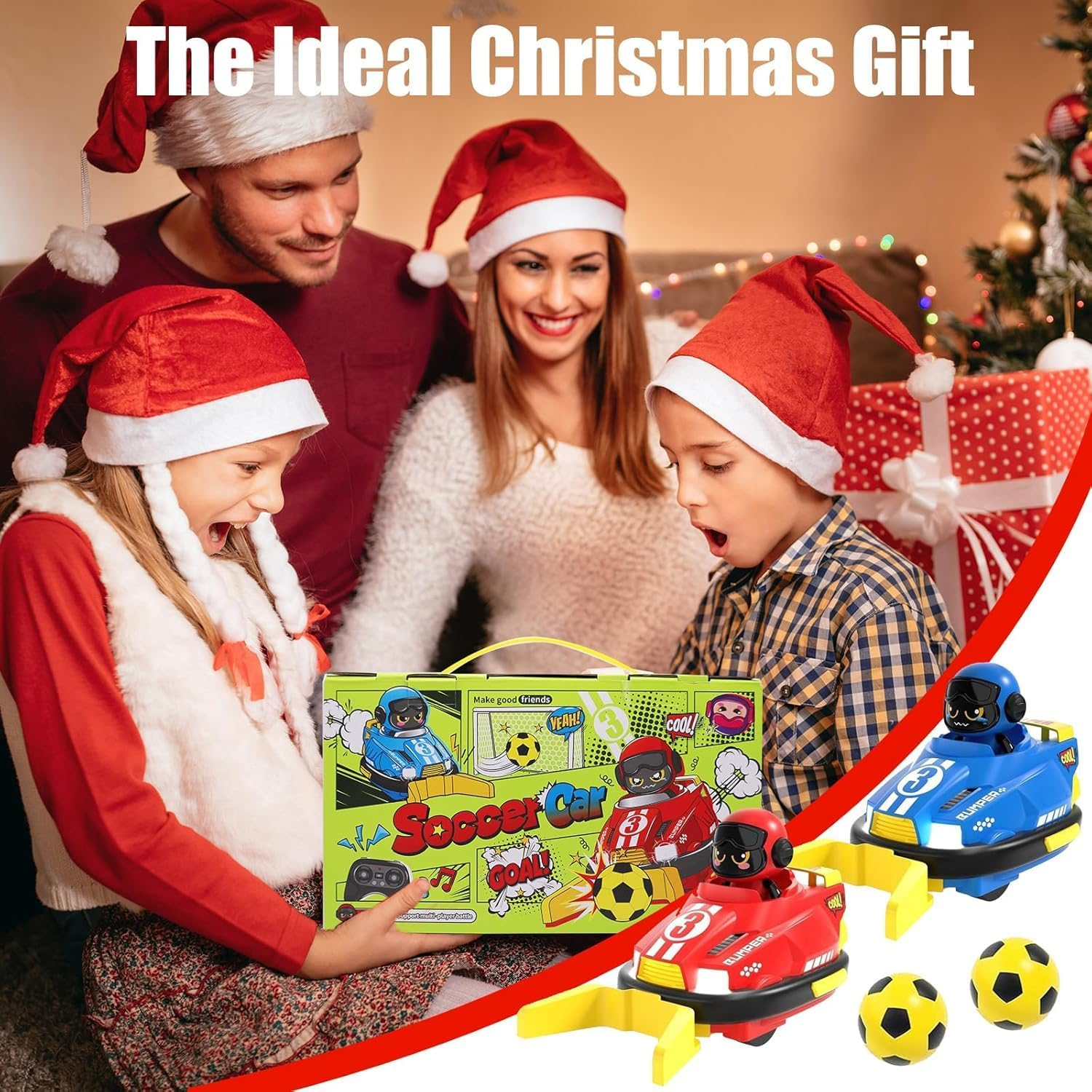B-Qtech 2 Pack Remote Control Cars Toys for Kids, Speed Cars Games, RC Battle Bumpers, Cartoon Cars with Music & Light, Christmas Birthday Gifts image number 6