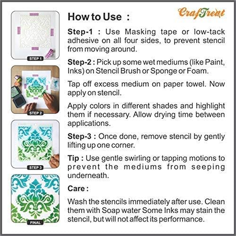 Craftreat Mandala Wall Art Stencils for Painting Large Pattern - Mandala Design - 12X12 Inches - Reusable DIY Art and Craft Supplies - Vintage Rangoli Stencil for Furniture Painting & Home Decor image number 3