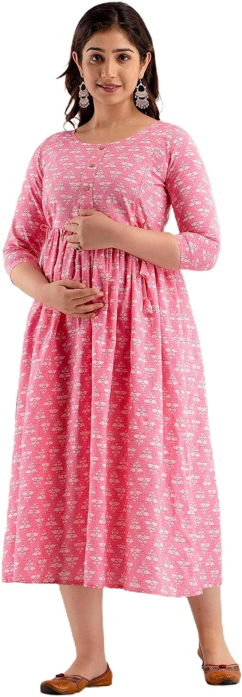 Maghmawomen'S Maternity Dress Kurti for Pregnancy Women with Breastfeeding Dress with Floral Maternity