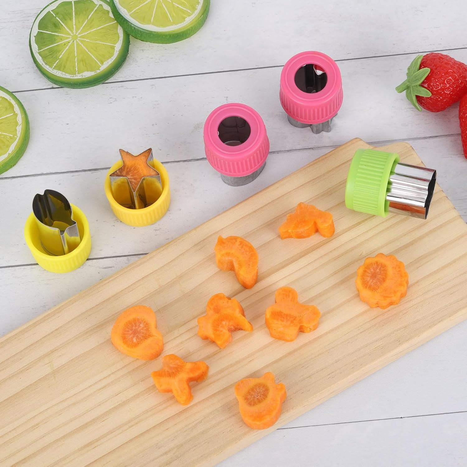 BTYMS 27PCS Stainless Steel Cookie Cutters Set with Mini Fork, Vegetable Fruit Shapes Hand Tools for Kids DIY Baking, Food Safe Sandwich Cake Decorations image number 4