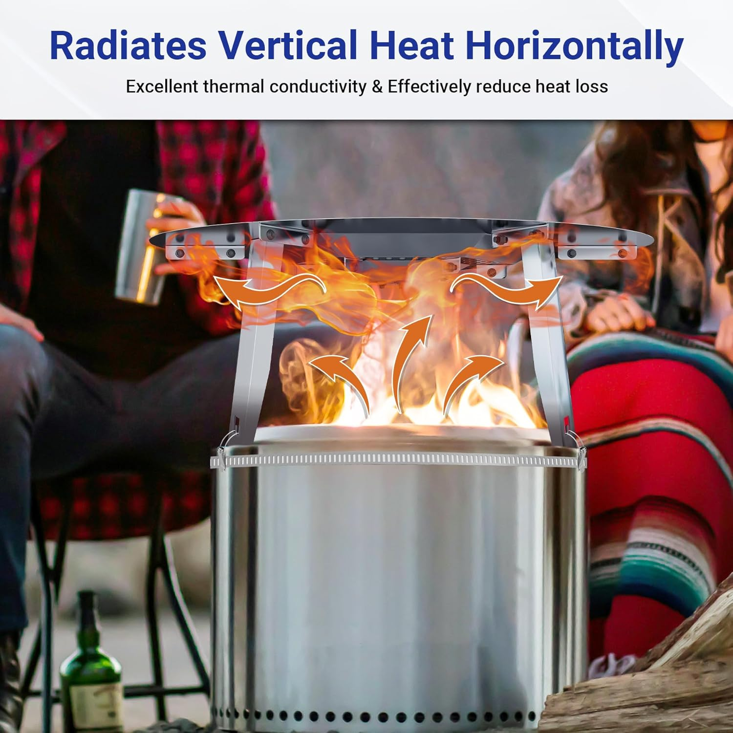 Heat Deflector Fit for Solo Stove Ranger 15", 304 Stainless Steel Heat Diffuser for Ranger Fire Pit with Grill Gloves & Fix Hoop, Capture and Redirect Warmth, Camping Accessory image number 4