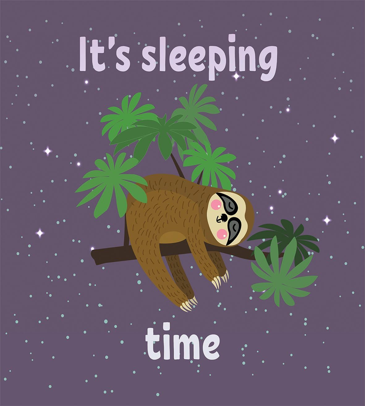 Ambesonne Sloth Duvet Cover Set, Cartoon Character Sleeping on Branch Jungle Animal in Night Sky Kids Theme, Decorative 3 Piece Bedding Set with 2 Pillow Shams, Queen Size, Plum Brown image number 1