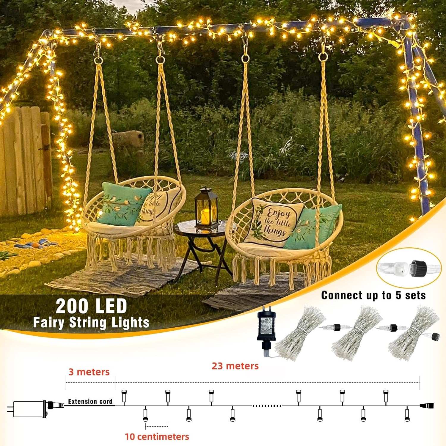 20M/200 LED Warm White Fairy Lights Christmas String Lights Indoor Outdoor Waterproof, SAA Approved 31V Adapter 8 Lighting Modes, for outside Tree Bedroom Wedding Party Ceiling Home Decorations image number 2