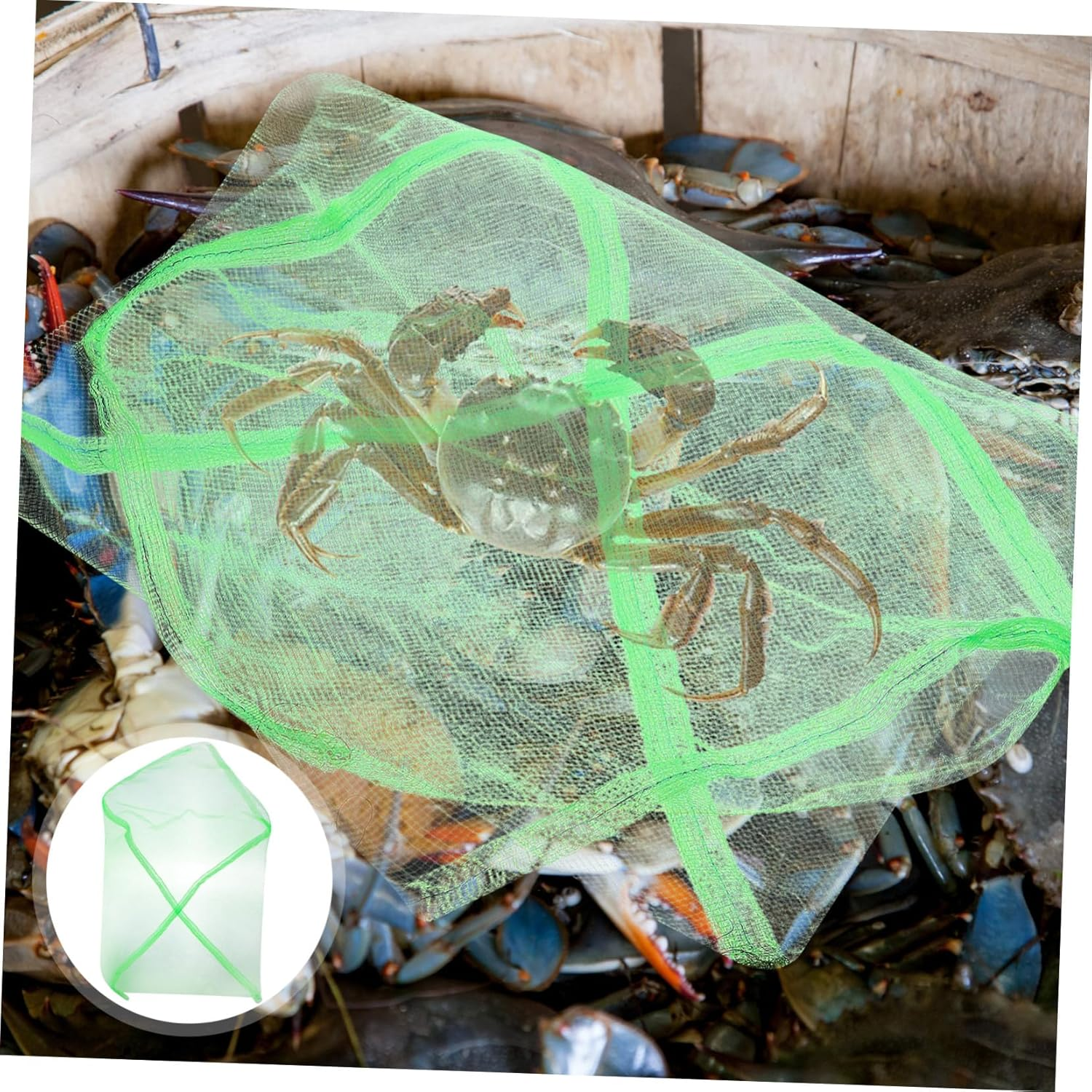 Balacoo 10Pcs Drawstring Crab Mesh Bags Outdoor Fishing Nets for Saltwater Crabbing Portable Multi-Use Pouches Easy-Clean Storage for Crabs and Fish image number 3