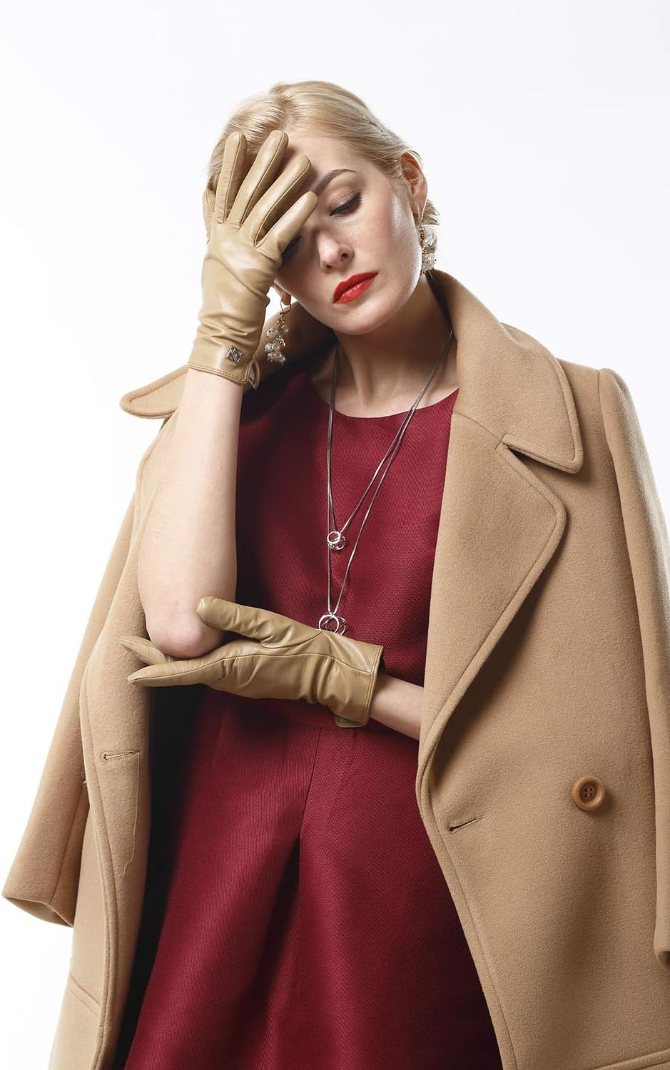 Nappanovum Women'S Italian Leather Gloves Lambskin Winter Comfort Gloves (Touchscreen or Non-Touchscreen) image number 2