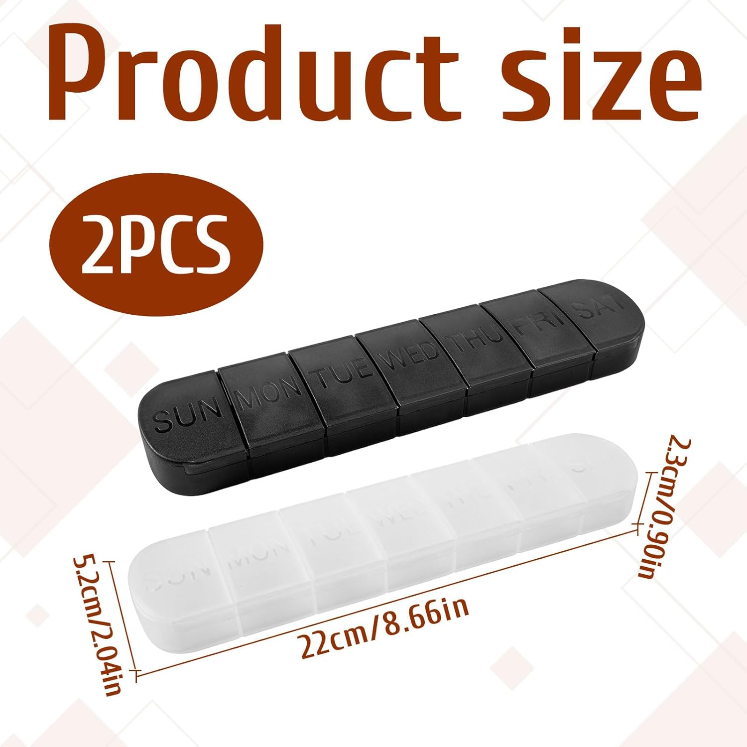 Pill Organiser 7 Day, 2Pcs Tablet Organiser, Medicine Organiser, Weekly Pill Organizer, Travel 7 Days Medicine Box, Plastic Storage Box, Small Pill Container, Vitamin Planner (Black/Transparent) image number 5