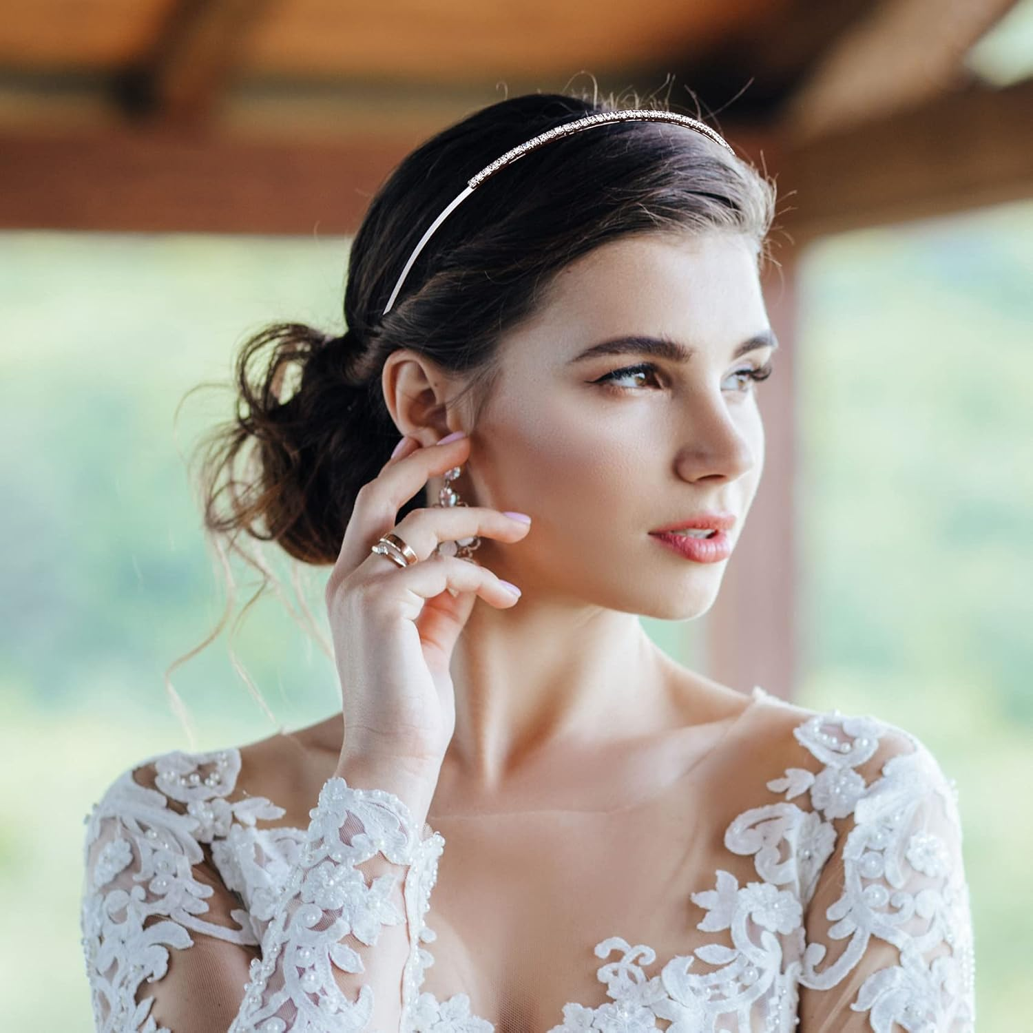 PAGOW Elastic Silver Rhinestone Headband Girl Metal Hair Styling Accessories for Washing Clip Head Bandsspa Yoga Workout Running Back to School Wedding Gift image number 5