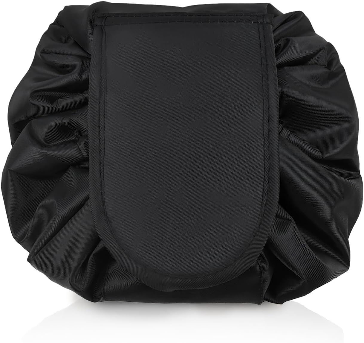 Lazy Drawstring Flat-Lay Cosmetic Makeup Bag for Women'S Travel and Storage(Black) image number 3