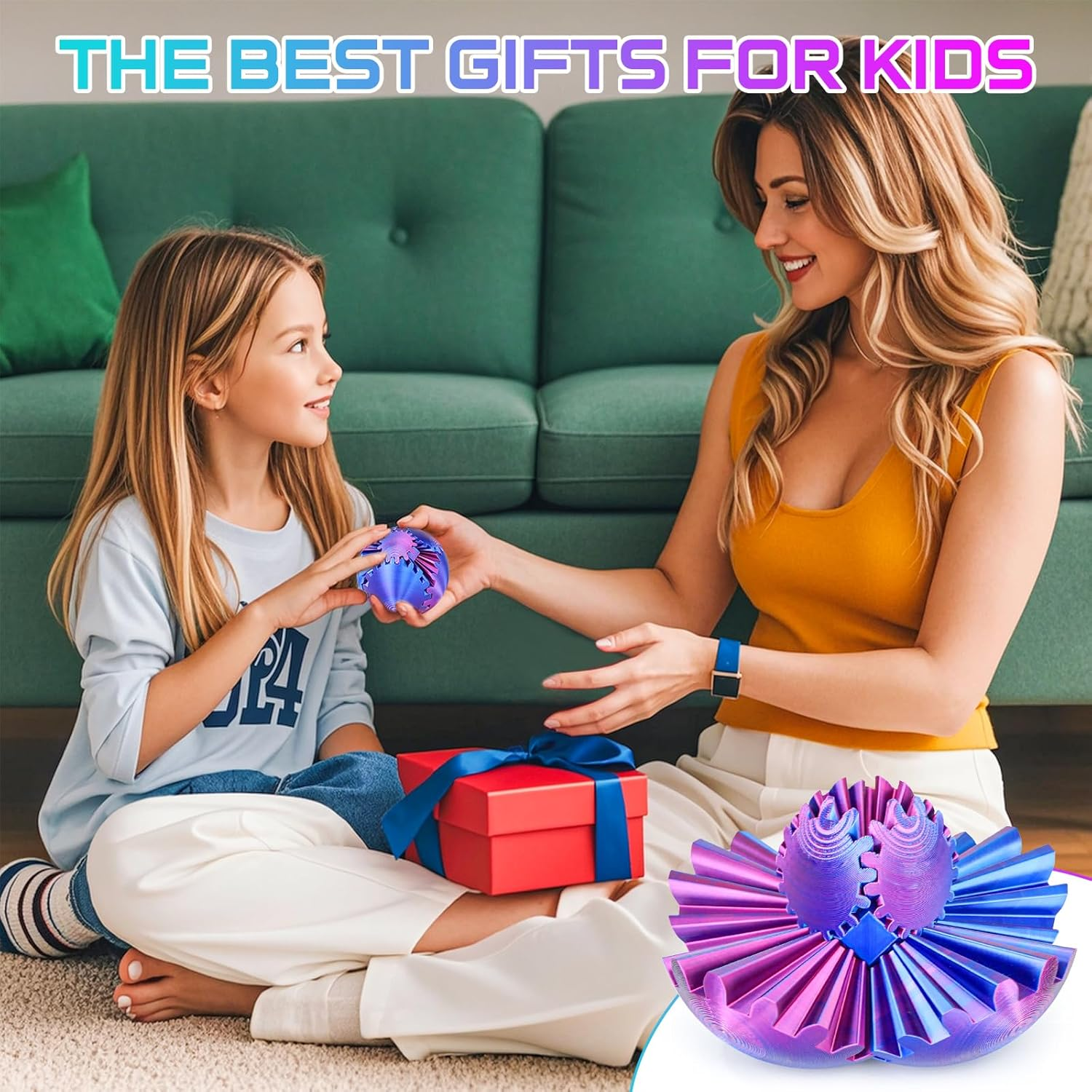 Gear Ball 3D Printed Fidget Toy Spinning Gear Sphere for Stress Relief Anxiety Fun Desk Toy for Adults Kids Stocking Filler Gifts Birthday Christmas (Purple, Diameter: 2.5 In) image number 5