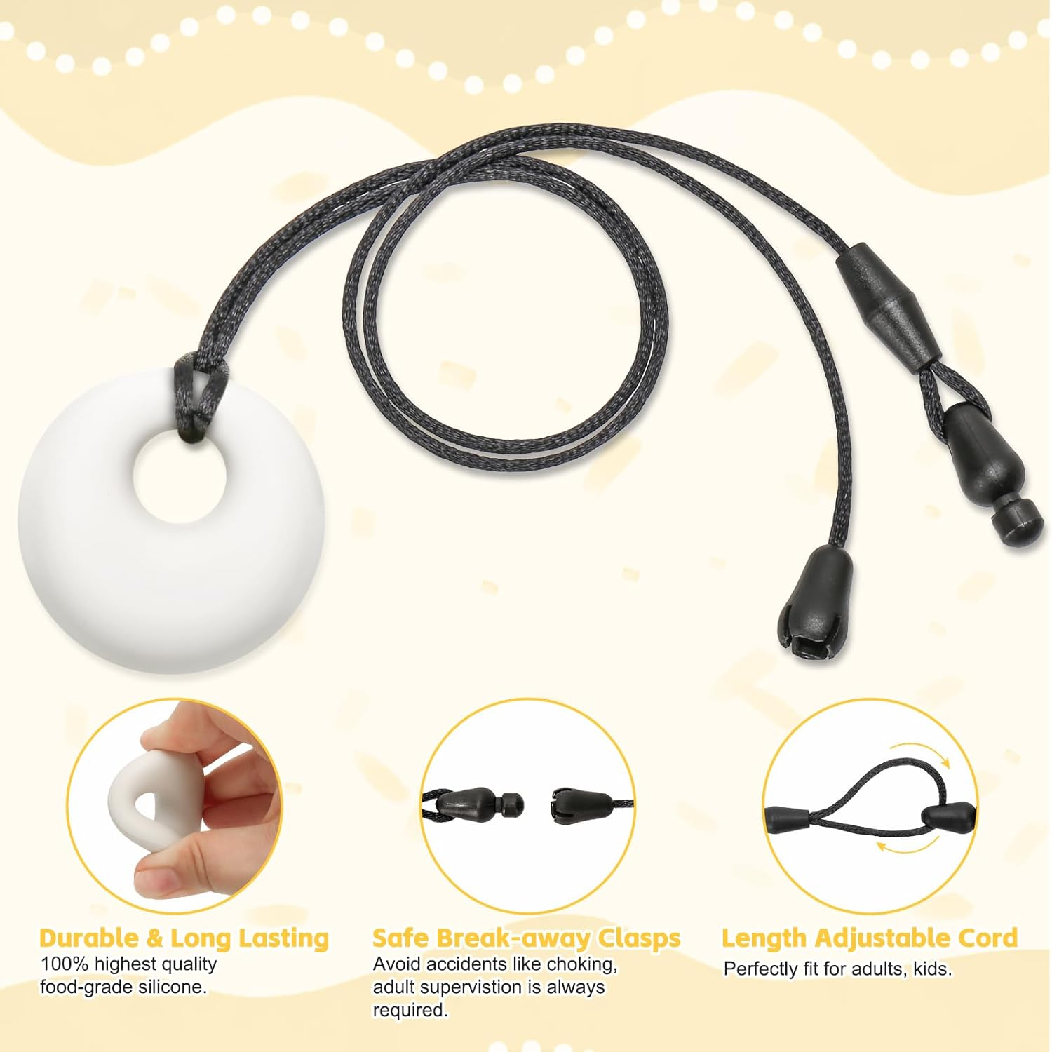 Chew Necklaces for Sensory Kids, Chew Necklaces for Sensory Children Boys Girls, Oral Motor Therapy Sensory Toys image number 4