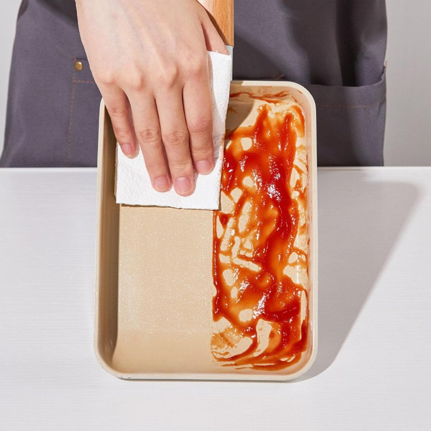 Omabeta 1PCS Japanese Tamagoyaki Pan,18X13Cm/7.1X5.1In Rectangular Ceramic Non Stick Breakfast Frying Pan for Family Cooking and Outdoor Use image number 2