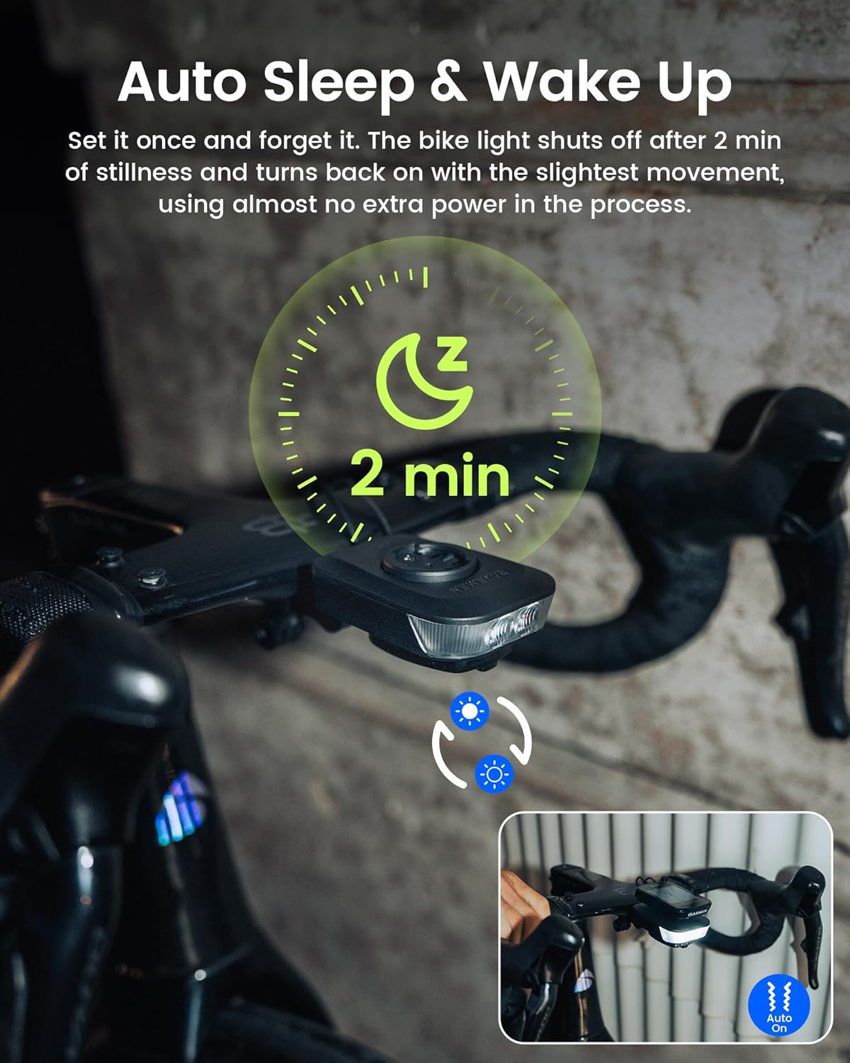 RAVEMEN FR500 Bicycle Headlight, Bicycle Light, Road Bike Light, Front Light, Suitable for Cycle Computers, 500 Lumens, Battery Check, Wahoo Parts Included, Auto On/Off, USB-C Charging image number 2