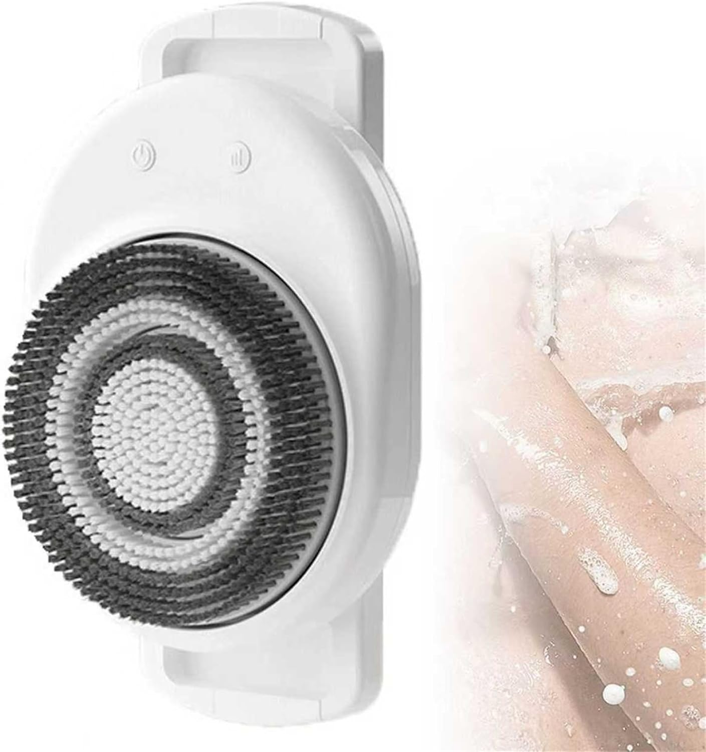 Electric Back Scrubber for Shower, Wall Mounted Back Scrubber Brush, with 2 Replaceable Heads, 360&deg; Automatic Rota-Tion, 3-Speed Adjustment, for Deep Cleansing Back Massage Exfoliating image number 5