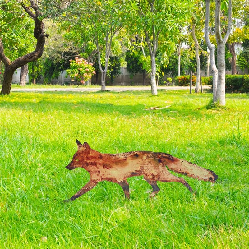 BESPORTBLE Garden Decoration, Metal Garden Yard Art Decor Statues Fox Garden Stakes Farmhouse Yard Ornaments Ornament Yard Lawn Decor Iron image number 4