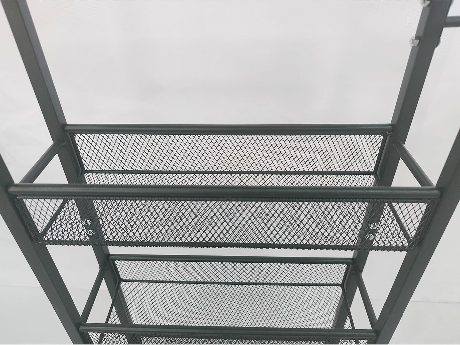 Relaxdays Niche Trolley, H X W X D: 77 X 13 X 45 Cm, Narrow Recess Shelf Bathroom & Kitchen, 4 Levels, Metal Rolling Shelf, Brown/Black image number 6