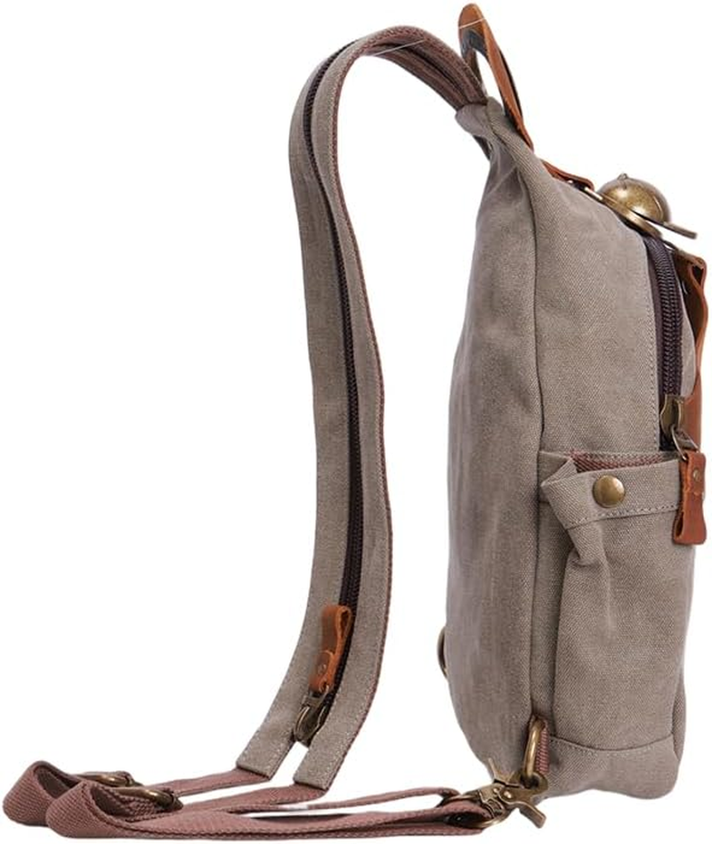 NECTAR YUNBURST Army Green Canvas Leather Compact Multi-Function Gear - Crossbody Backpack/Shoulder Casual Daypack/Versatile Rucksack for Cycling Hiking Travel Outdoor | 40X30X10Cm Unisex image number 6