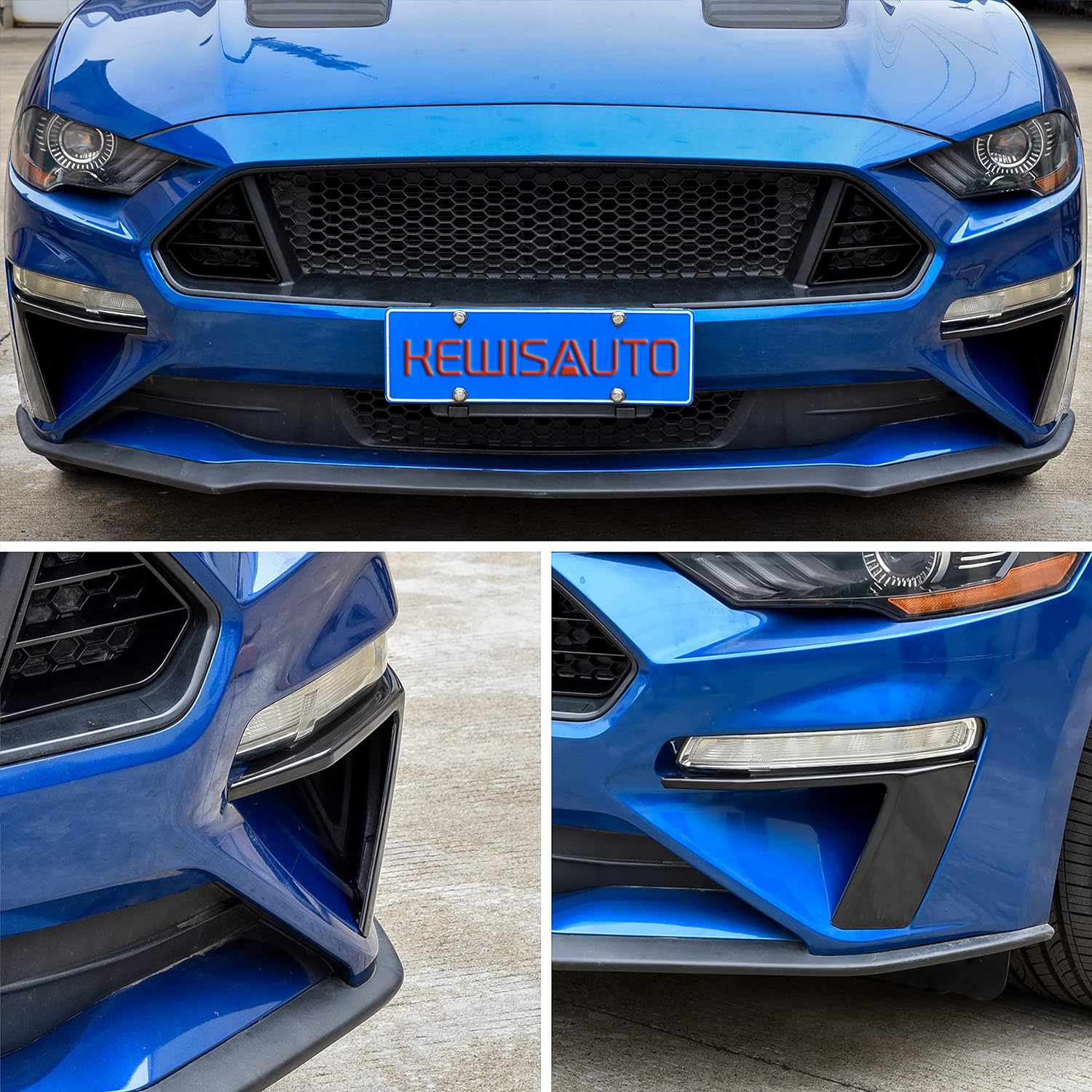 KEWISAUTO Front Bumper Cover Pocket Accents for Ford Mustang 2018-2023, Fog Lamp Vent Canard Strip Eyelid Trim Eyebrow Daytime Headlight Cover Accessories image number 1