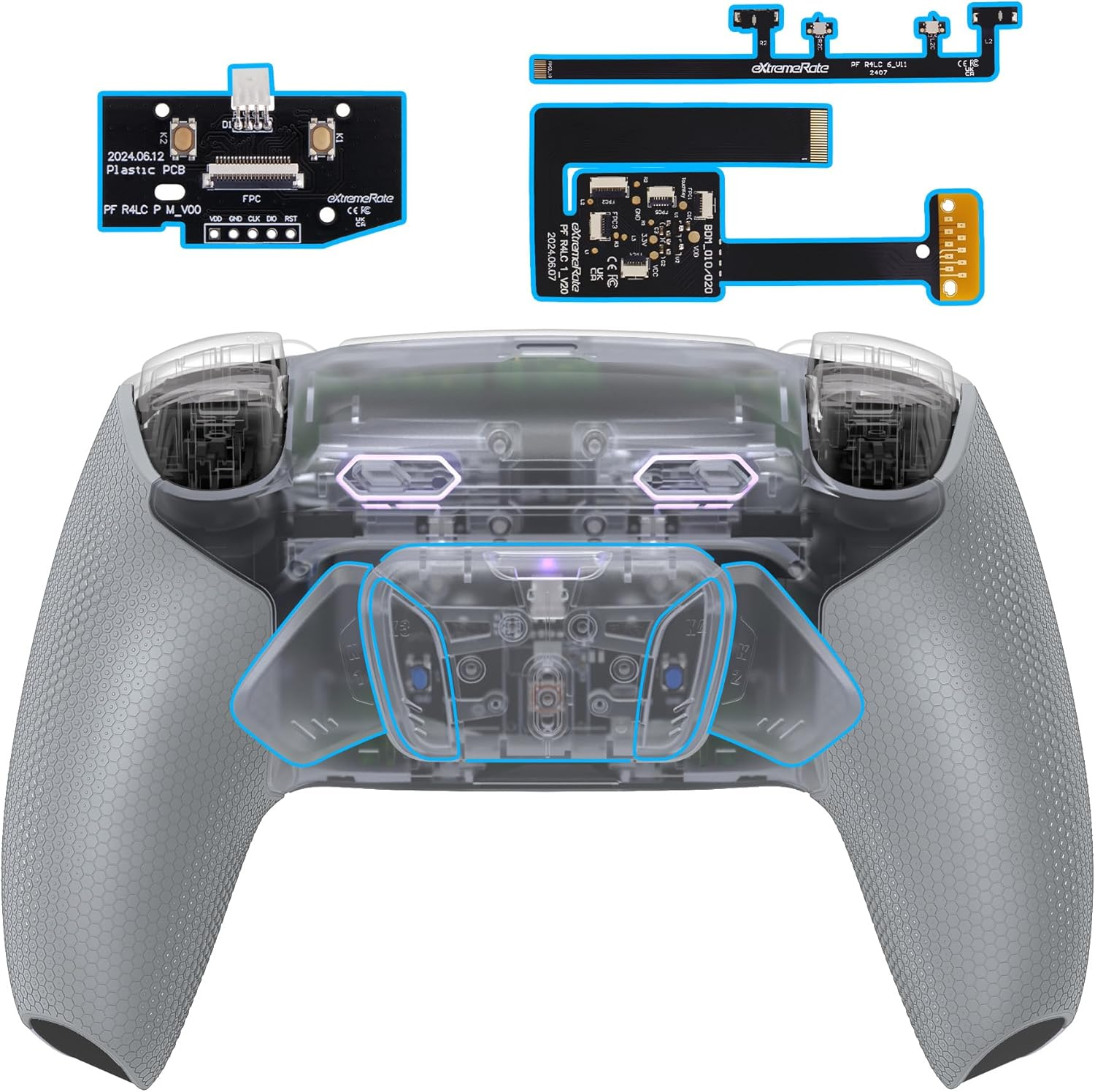 Extremerate RISE4 plus MAX Back Paddles Kit with Clicky Trigger Stops & Rubberized Grip for PS5 Controller BDM-010 020, Remappable Back Buttons Kit for PS5 Controller - Black - NO Controller