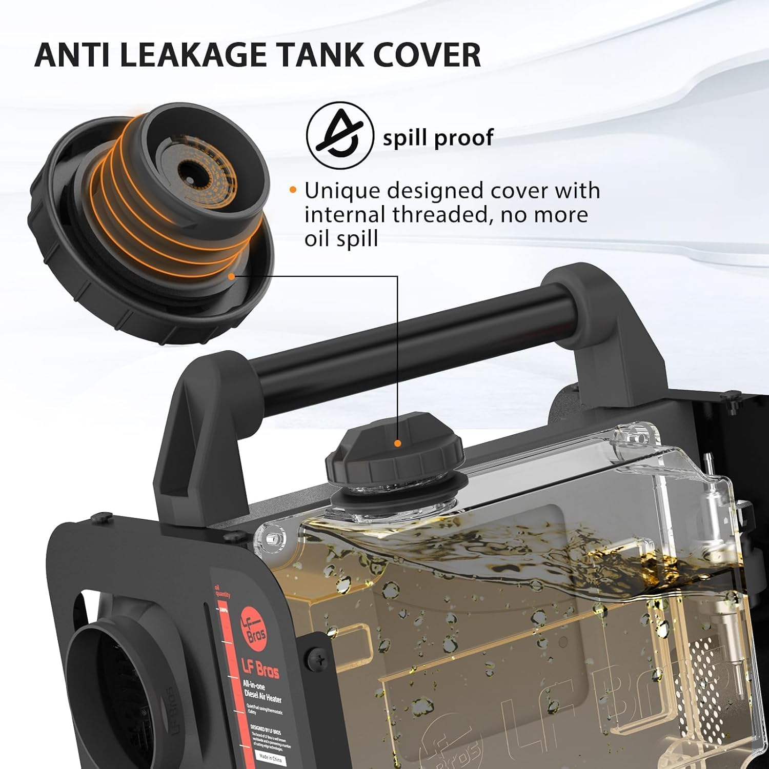 LF Bros Diesel Heater 12V & 220V, All-In-One Diesel Heater Parking Space Heater with Silent Oil Pump, LCD Display & Thermostat, Portable Heater for RV, Truck, Ice Fishing, Camping, Garage image number 3