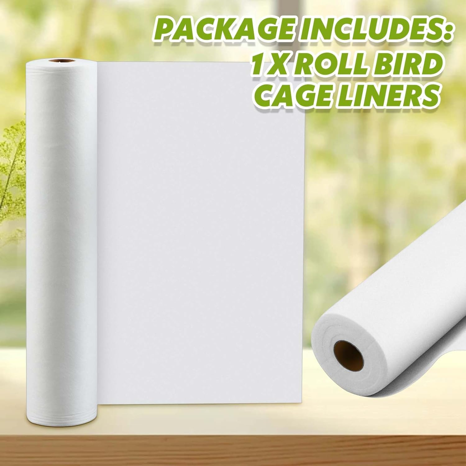 Drydiet 100 Ft X 22 Inch Bird Cage Liner Disposable Cages Cushion Pad Mat Precut Absorbent Bird Cage Paper Large Parakeet Cage Liners Accessories for Pet Animal Bird Parrot (White)