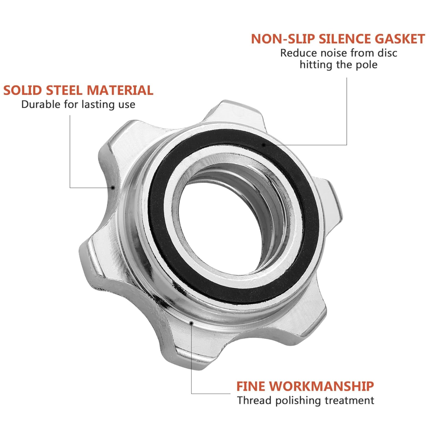 Cabilock 2PCS 2.5Cm Dumbbell Clips, Dumbbell Nut Collar, Casting Iron Nuts Anti-Slip Collar Screw for Barbell Dumbell Weight Lifting (Silver) image number 5