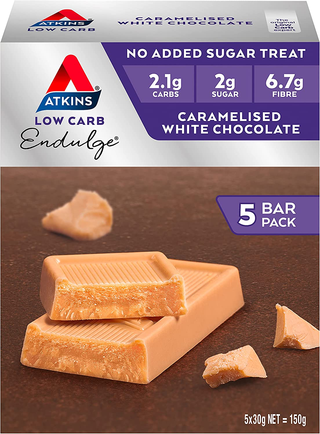 Atkins Endulge Caramelised White Chocolate Bars 5 X 30G image number 5
