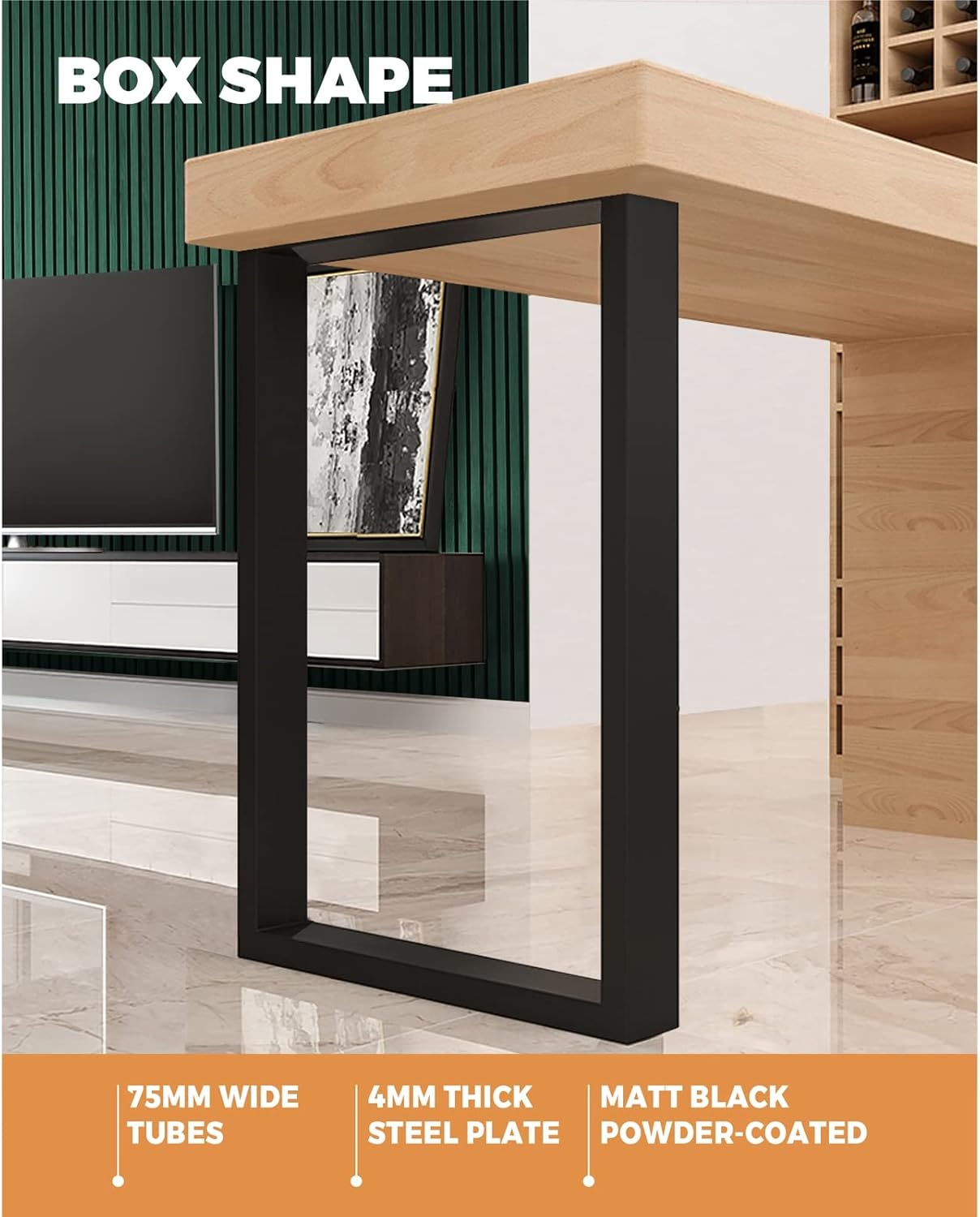 Oikiture Table Leg Desk Coffee Dining Furniture Hardware Metal Legs X2 Home Improvement Bench Box Steel DIY Furniture Industrial 71 X 50CM