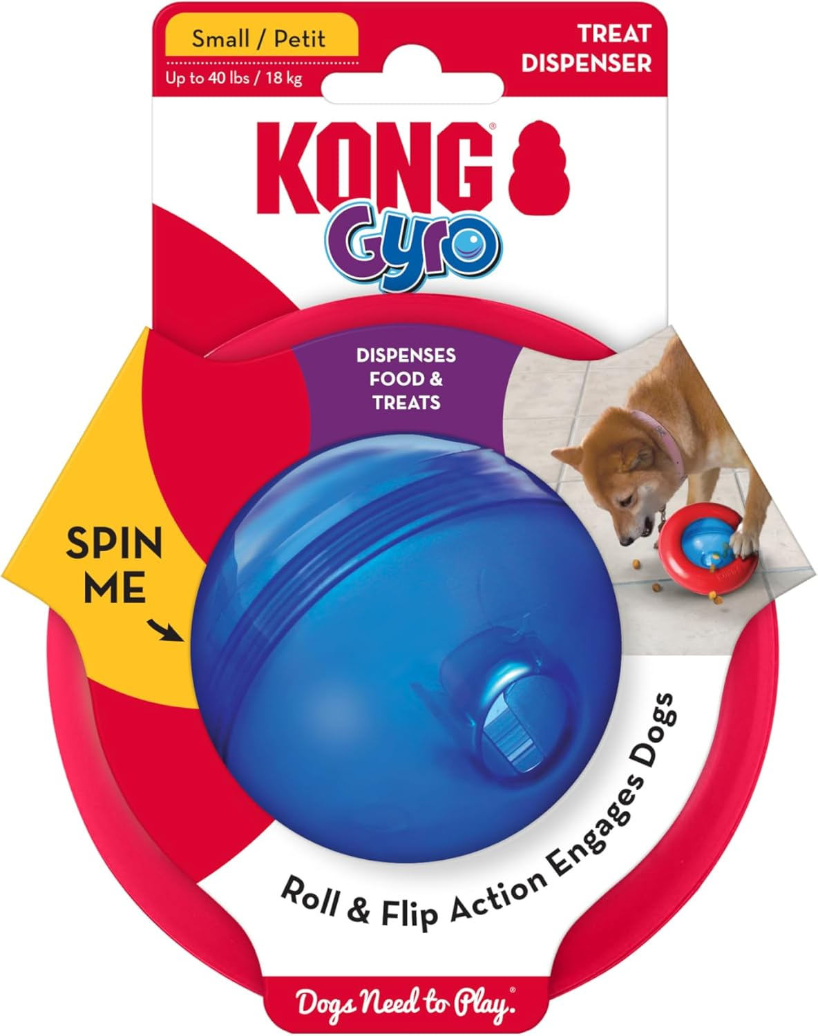 Kong Gyro Dog Toy, Small, Red/Blue image number 5